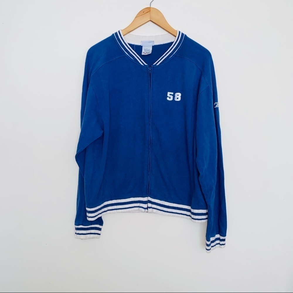 Reebok Vintage Blue Zip Up Unisex Sweatshirt Size 2XL
